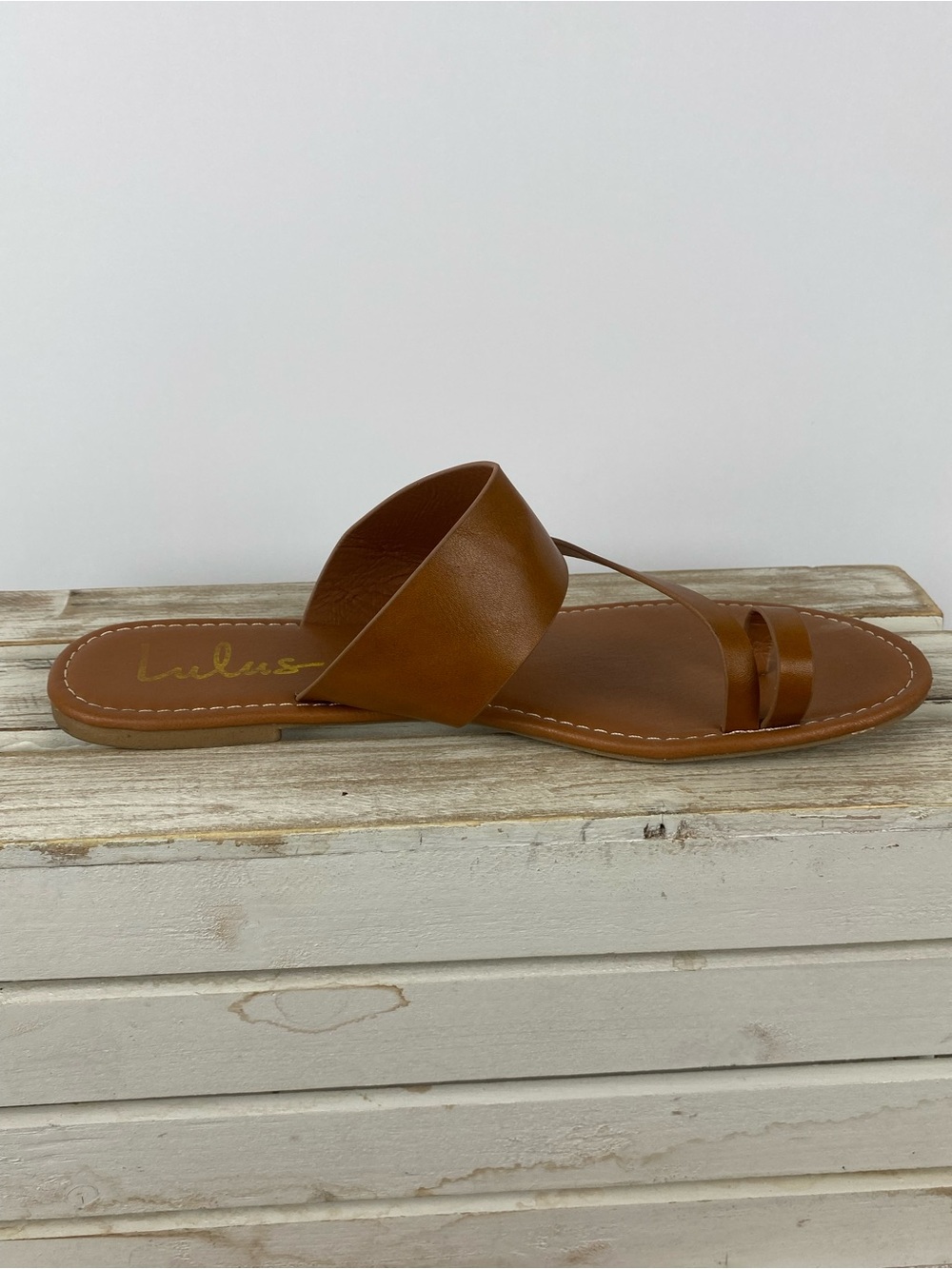 Lulus Avena brown vegan leather flat sandals women’s size 10 - Picture 7 of 14